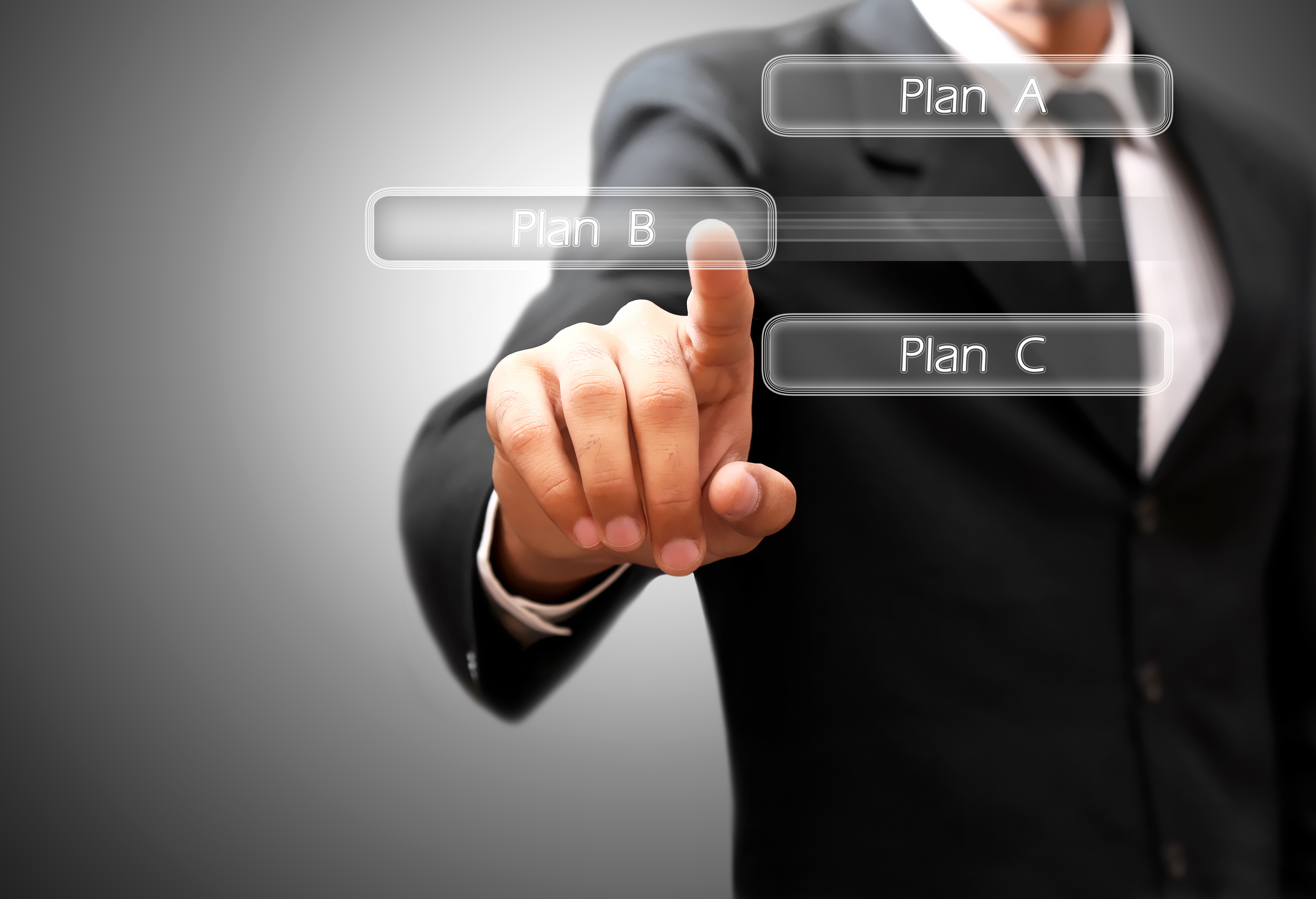 Businessman executing Plan B